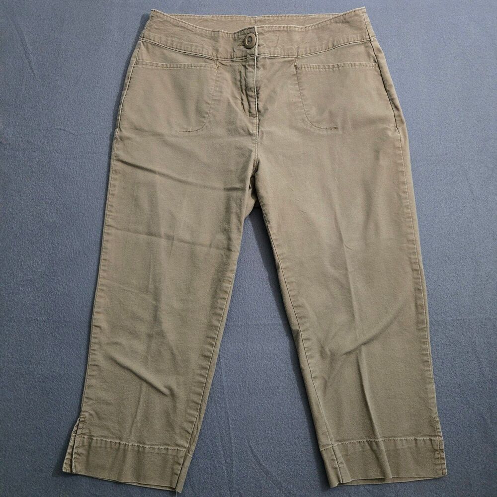 Woolrich Women 4 Brown Straight Leg Capri Pants Ankle Slit